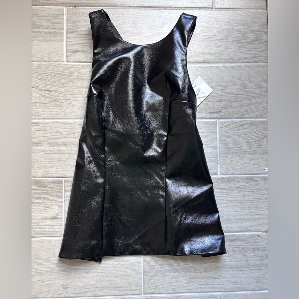 Zara Black Faux Leather Top